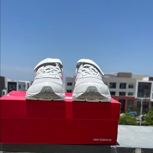 New Balance White, Pink and Blue Sneakers with Cushioned Sole